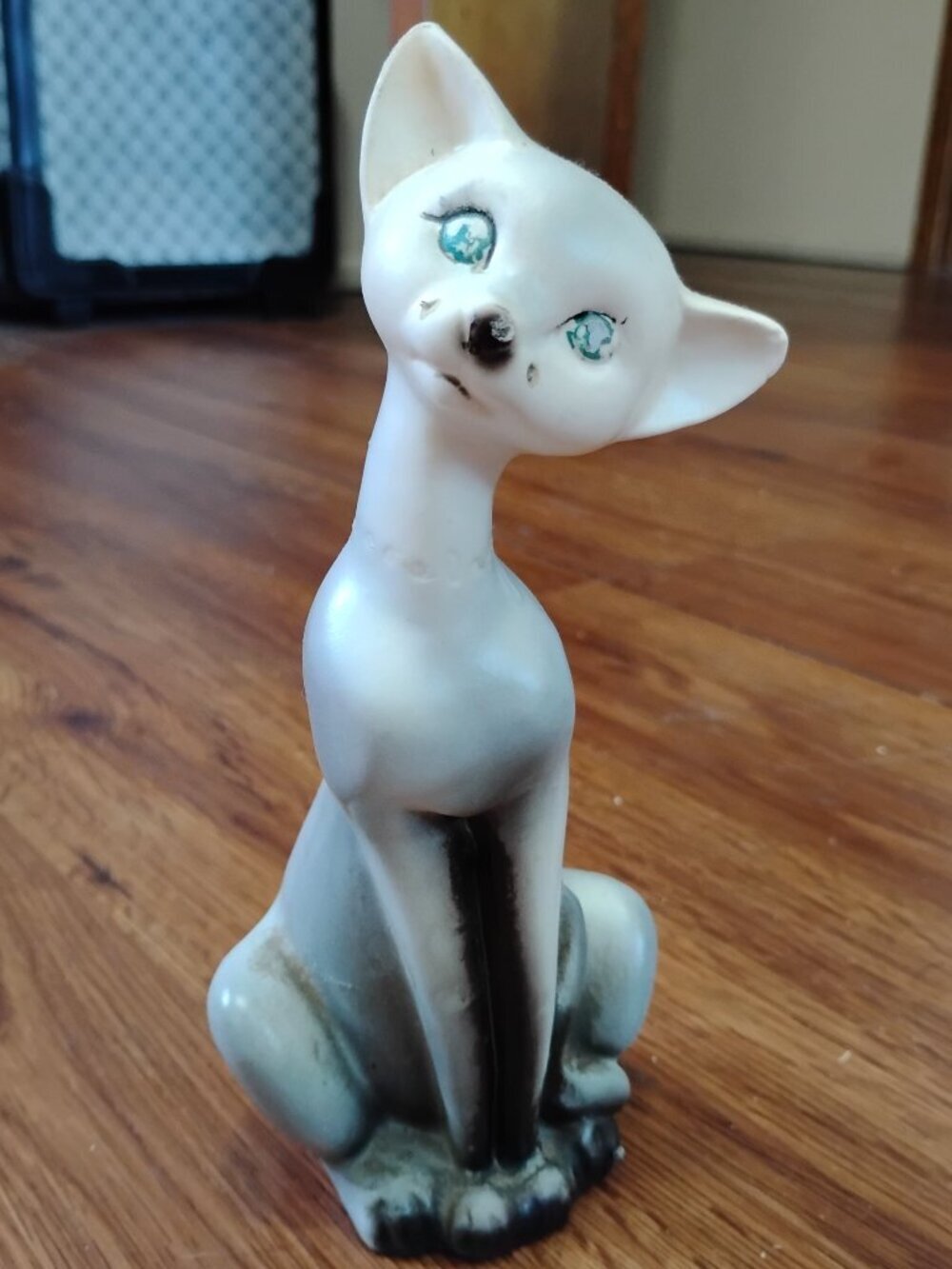Vintage MCM Siamese Cat Porcelain Figurine Japan 8"